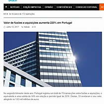 Valor de fuses e aquisies aumenta 220% em Portugal
